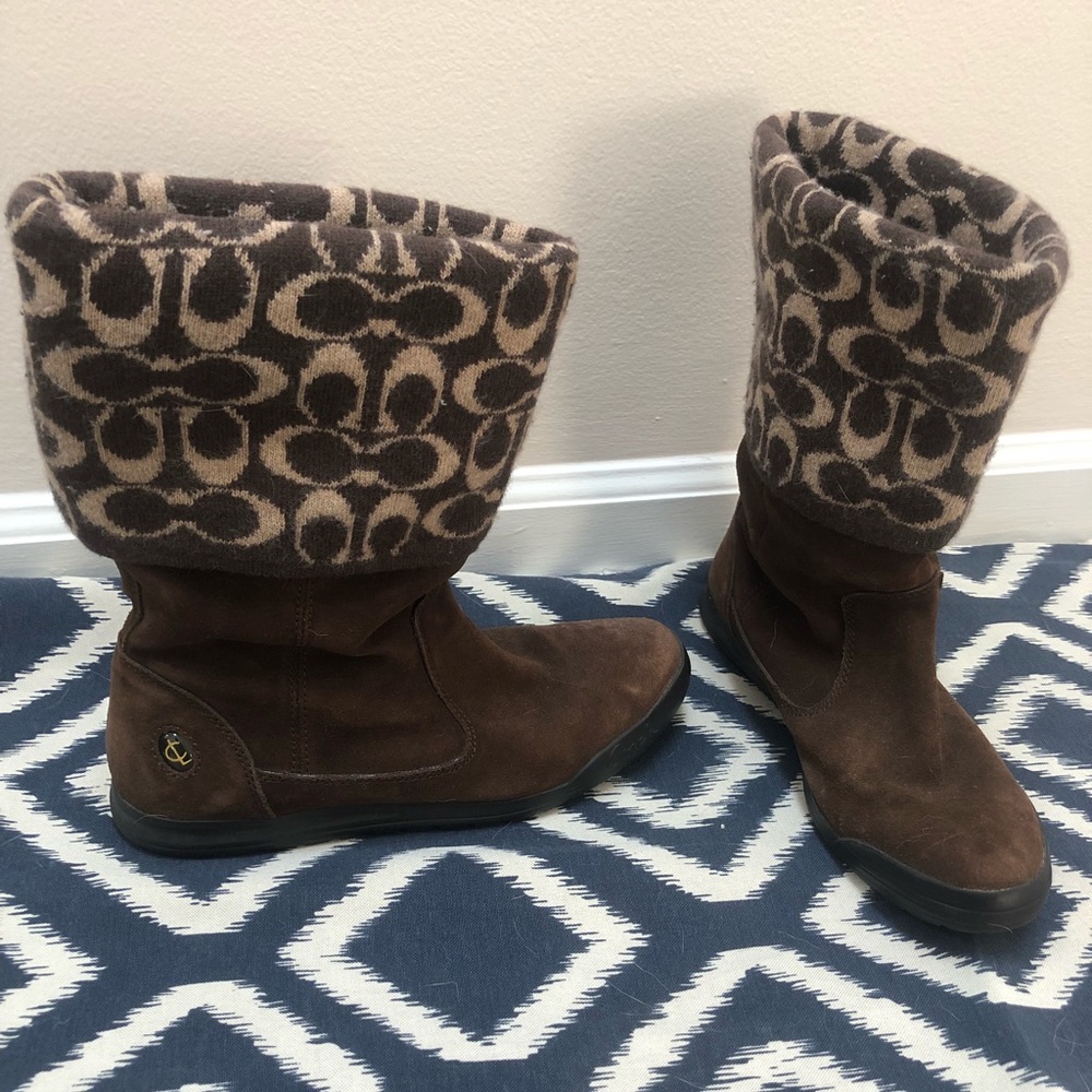 Coach Tatum Leather and Wool Boots